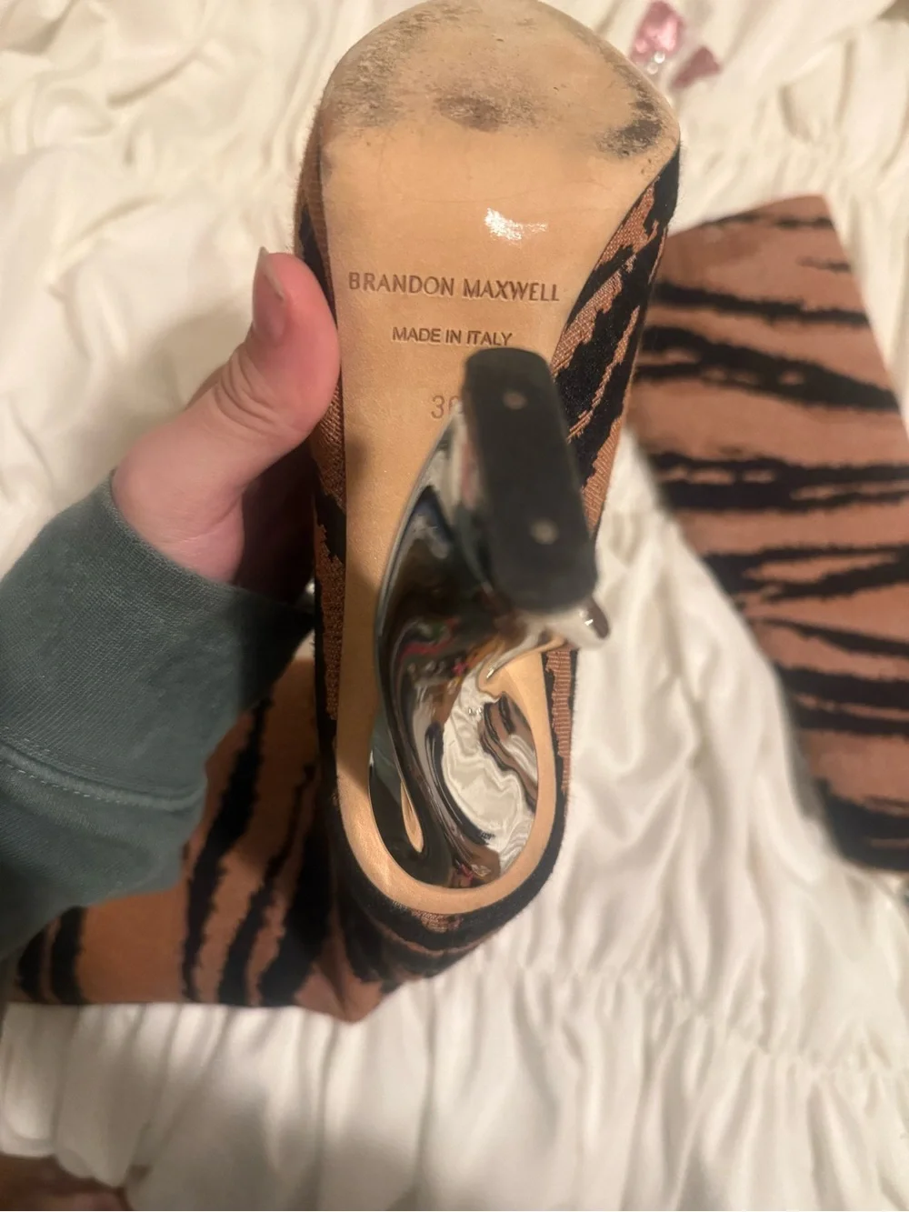 Brandon Maxwell Jacquard Brown and Black Tiger-Stripe Over-the-Knee Boots